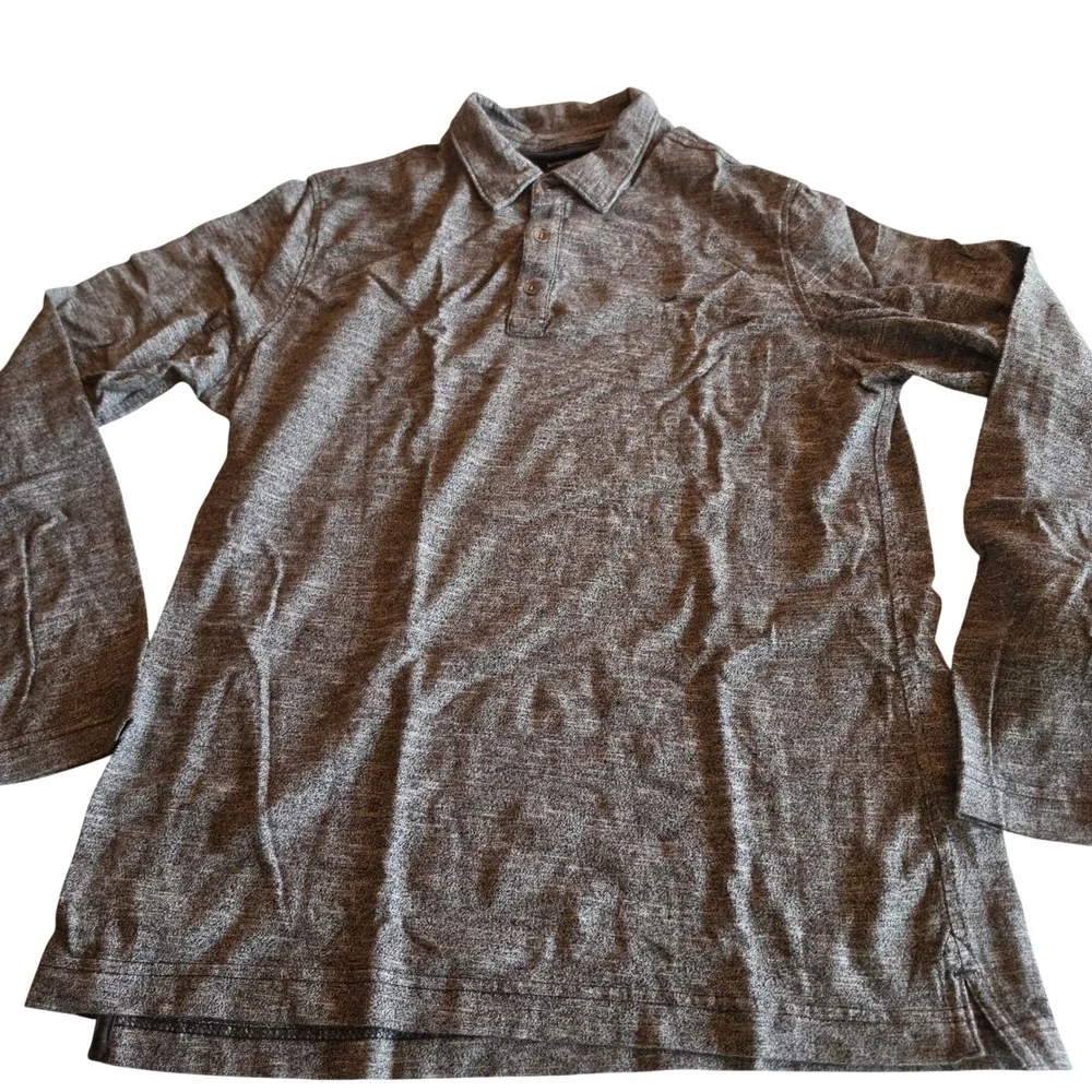 Banana Republic Mens Long Sleeve Polo Shirt Gray Heather Knit Casual Size M